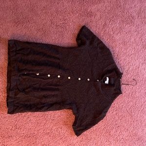 Brown Short Sleeve Mercer Street Studio Button Down Sweater Size S Small